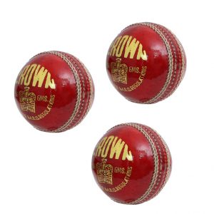 Crown Red Cricket Ball Leather 4 Piece Ball Hand Stitch Seasoned Ball Cork Inner