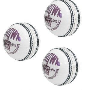Crown White Cricket Ball Senior – Men Cricket Ball Genuine Leather Pack of 3
