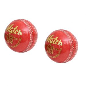 Pack of 2 CW Match Red Alum Tanned Leather Made 4 Cut Piece Cricket Ball Entirely Hand Stitched 5.5oz 25 Overs Ideal For Club Matches & Practice MCC Regulation Approved