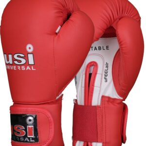 USI Lite Contest Training Boxing Gloves Durable PU Made Ideal for Beginners Safe Pair in Red/Blue Color Comfortable Light Weight